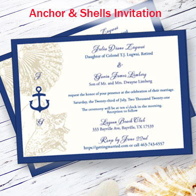 Anchor and Shells Wedding Invitation
